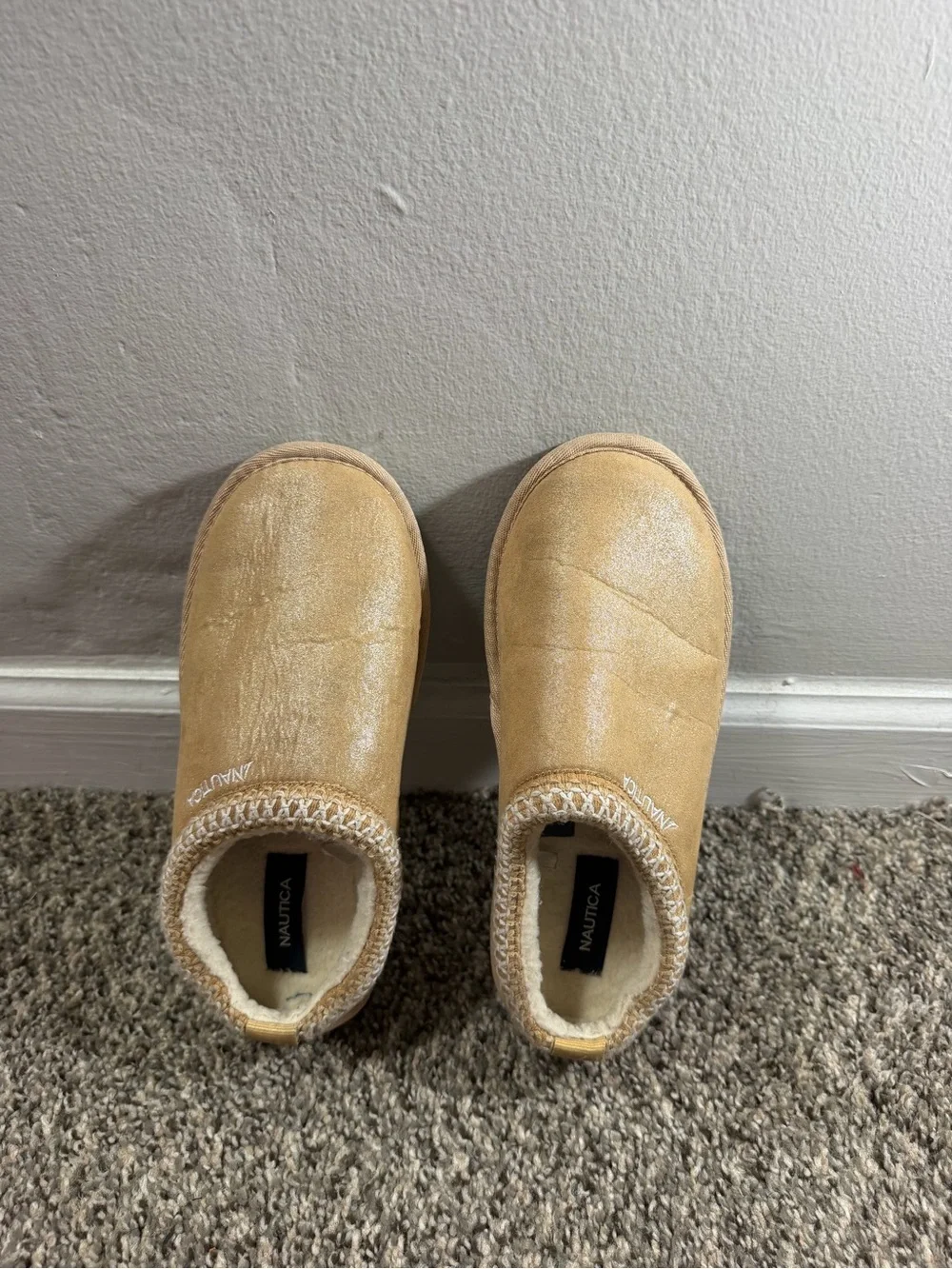 Nautica Kids Light Brown Slip-On Cozy Slippers